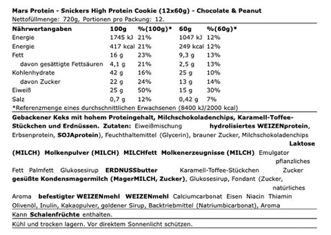 Snickers High Protein Cookie 12x60g