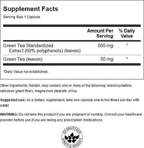 Swanson Green Tea Extract 500mg (60 Kaps)